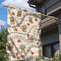 Beige Palaka Hawaii Mele Kalikimaka Garden Flag Ohia Lehua Shell Leis Funny Gingerbread Santa - Polynesian Pride