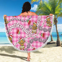 Pink Palaka Hawaii Mele Kalikimaka Beach Blanket Ohia Lehua Shell Leis Funny Gingerbread Santa - Polynesian Pride