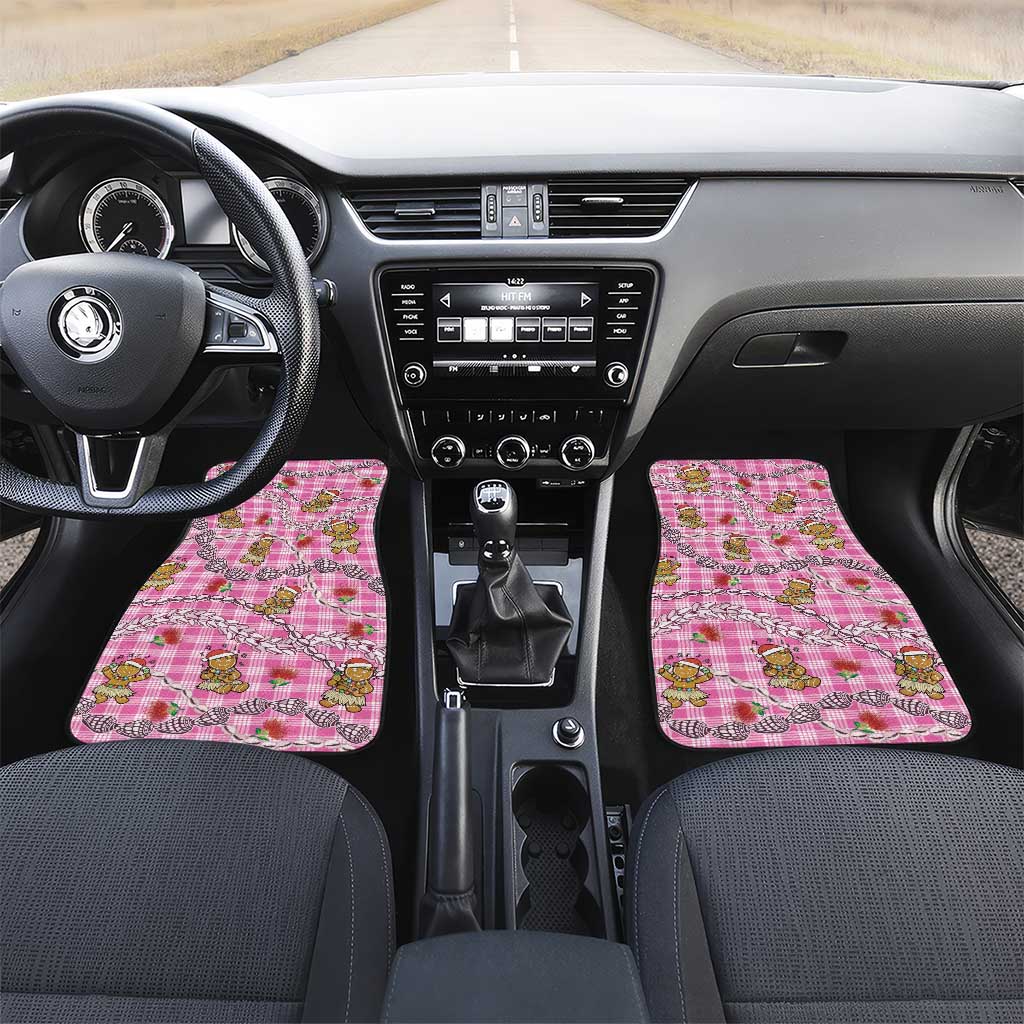 Pink Palaka Hawaii Mele Kalikimaka Car Mats Ohia Lehua Shell Leis Funny Gingerbread Santa - Polynesian Pride