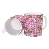 Pink Palaka Hawaii Mele Kalikimaka Ceramic Mug Ohia Lehua Shell Leis Funny Gingerbread Santa - Polynesian Pride