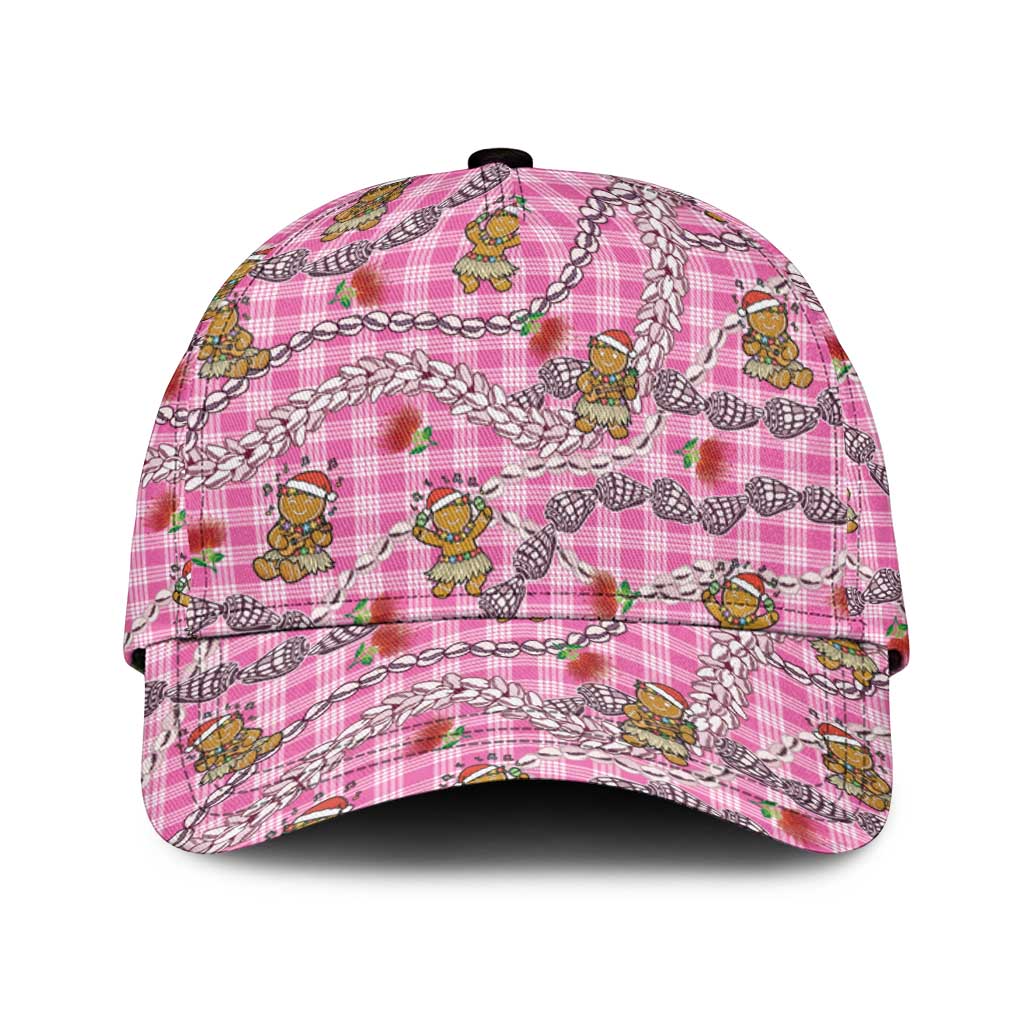 Pink Palaka Hawaii Mele Kalikimaka Classic Cap Ohia Lehua Shell Leis Funny Gingerbread Santa - Polynesian Pride