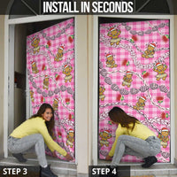 Pink Palaka Hawaii Mele Kalikimaka Door Cover Ohia Lehua Shell Leis Funny Gingerbread Santa - Polynesian Pride