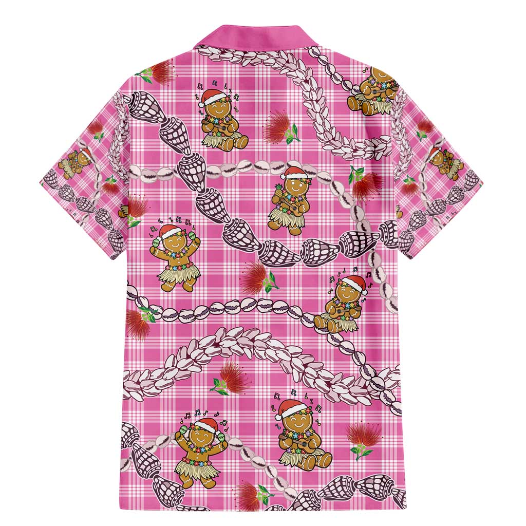Pink Palaka Hawaii Mele Kalikimaka Family Matching Mermaid Dress and Hawaiian Shirt Ohia Lehua Shell Leis Funny Gingerbread Santa - Polynesian Pride