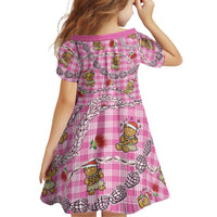 Pink Palaka Hawaii Mele Kalikimaka Family Matching Summer Maxi Dress and Hawaiian Shirt Ohia Lehua Shell Leis Funny Gingerbread Santa LT14 - Polynesian Pride
