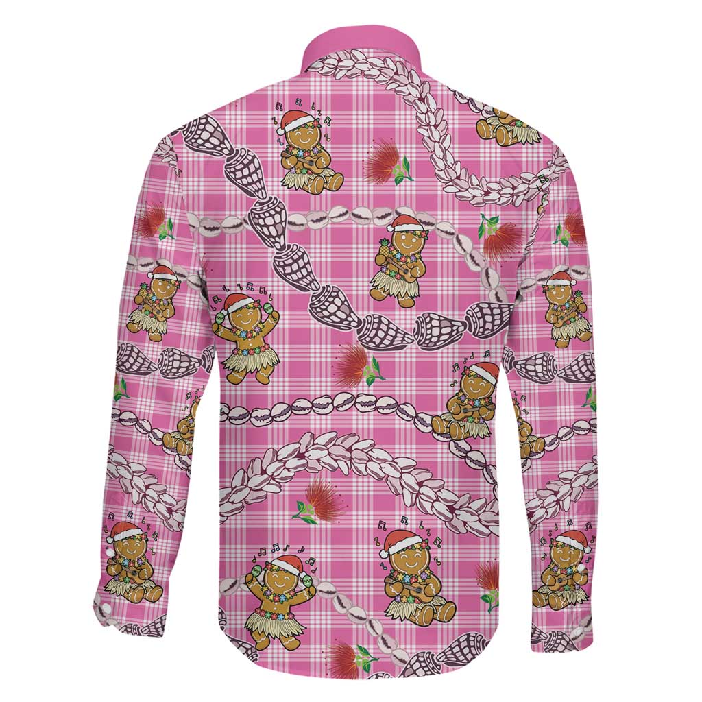 Pink Palaka Hawaii Mele Kalikimaka Family Matching Summer Maxi Dress and Hawaiian Shirt Ohia Lehua Shell Leis Funny Gingerbread Santa LT14 - Polynesian Pride