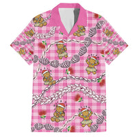 Pink Palaka Hawaii Mele Kalikimaka Hawaiian Shirt Ohia Lehua Shell Leis Funny Gingerbread Santa - Polynesian Pride