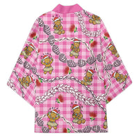 Pink Palaka Hawaii Mele Kalikimaka Kimono Ohia Lehua Shell Leis Funny Gingerbread Santa - Polynesian Pride