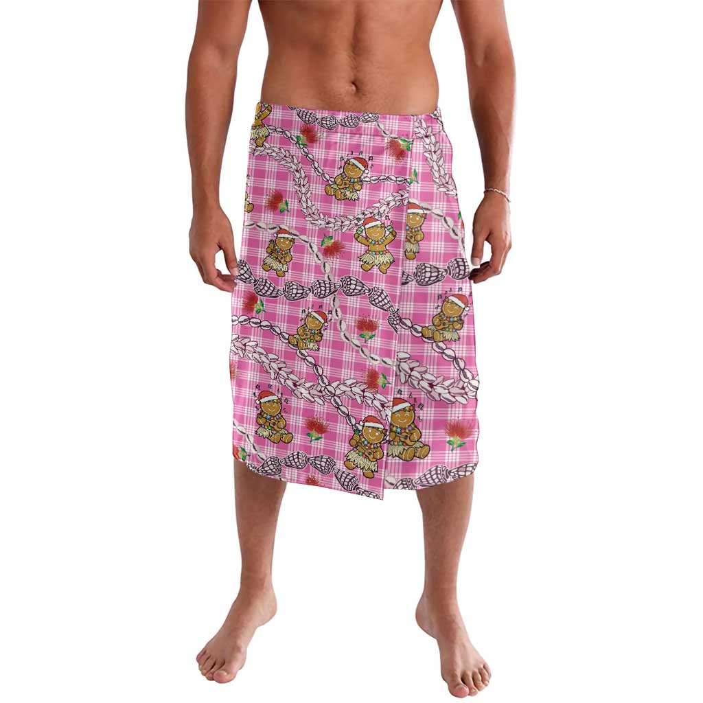 Pink Palaka Hawaii Mele Kalikimaka Lavalava Ohia Lehua Shell Leis Funny Gingerbread Santa - Polynesian Pride