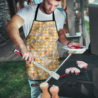Gold Palaka Hawaii Mele Kalikimaka Apron Ohia Lehua Shell Leis Funny Gingerbread Santa - Polynesian Pride