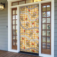 Gold Palaka Hawaii Mele Kalikimaka Door Cover Ohia Lehua Shell Leis Funny Gingerbread Santa - Polynesian Pride