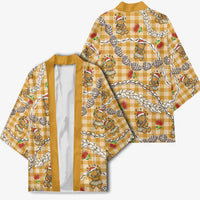 Gold Palaka Hawaii Mele Kalikimaka Kimono Ohia Lehua Shell Leis Funny Gingerbread Santa - Polynesian Pride