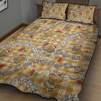 Gold Palaka Hawaii Mele Kalikimaka Quilt Bed Set Ohia Lehua Shell Leis Funny Gingerbread Santa - Polynesian Pride