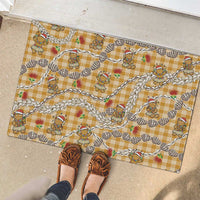 Gold Palaka Hawaii Mele Kalikimaka Rubber Doormat Ohia Lehua Shell Leis Funny Gingerbread Santa - Polynesian Pride
