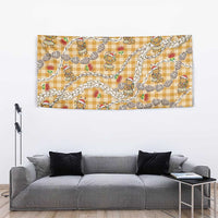 Gold Palaka Hawaii Mele Kalikimaka Tapestry Ohia Lehua Shell Leis Funny Gingerbread Santa - Polynesian Pride