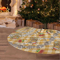 Gold Palaka Hawaii Mele Kalikimaka Tree Skirt Ohia Lehua Shell Leis Funny Gingerbread Santa - Polynesian Pride