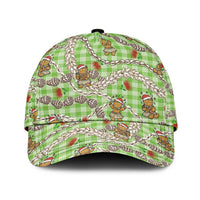 Green Palaka Hawaii Mele Kalikimaka Classic Cap Ohia Lehua Shell Leis Funny Gingerbread Santa - Polynesian Pride