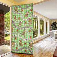Green Palaka Hawaii Mele Kalikimaka Door Cover Ohia Lehua Shell Leis Funny Gingerbread Santa - Polynesian Pride