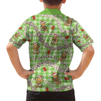 Green Palaka Hawaii Mele Kalikimaka Family Matching Short Sleeve Bodycon Dress and Hawaiian Shirt Ohia Lehua Shell Leis Funny Gingerbread Santa - Polynesian Pride