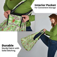 Green Palaka Hawaii Mele Kalikimaka Grocery Bag Ohia Lehua Shell Leis Funny Gingerbread Santa - Polynesian Pride