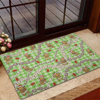 Green Palaka Hawaii Mele Kalikimaka Rubber Doormat Ohia Lehua Shell Leis Funny Gingerbread Santa LT14 - Polynesian Pride