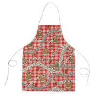 Red Palaka Hawaii Mele Kalikimaka Apron Ohia Lehua Shell Leis Funny Gingerbread Santa - Polynesian Pride
