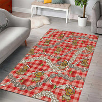 Red Palaka Hawaii Mele Kalikimaka Area Rug Ohia Lehua Shell Leis Funny Gingerbread Santa - Polynesian Pride