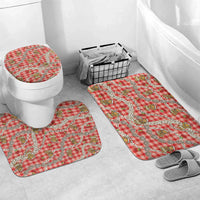 Red Palaka Hawaii Mele Kalikimaka Bathroom Set Ohia Lehua Shell Leis Funny Gingerbread Santa - Polynesian Pride