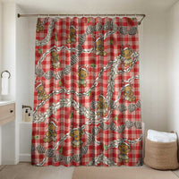 Red Palaka Hawaii Mele Kalikimaka Bathroom Set Ohia Lehua Shell Leis Funny Gingerbread Santa - Polynesian Pride