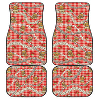 Red Palaka Hawaii Mele Kalikimaka Car Mats Ohia Lehua Shell Leis Funny Gingerbread Santa - Polynesian Pride