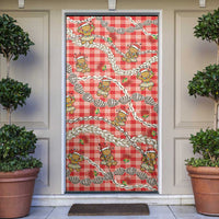 Red Palaka Hawaii Mele Kalikimaka Door Cover Ohia Lehua Shell Leis Funny Gingerbread Santa - Polynesian Pride