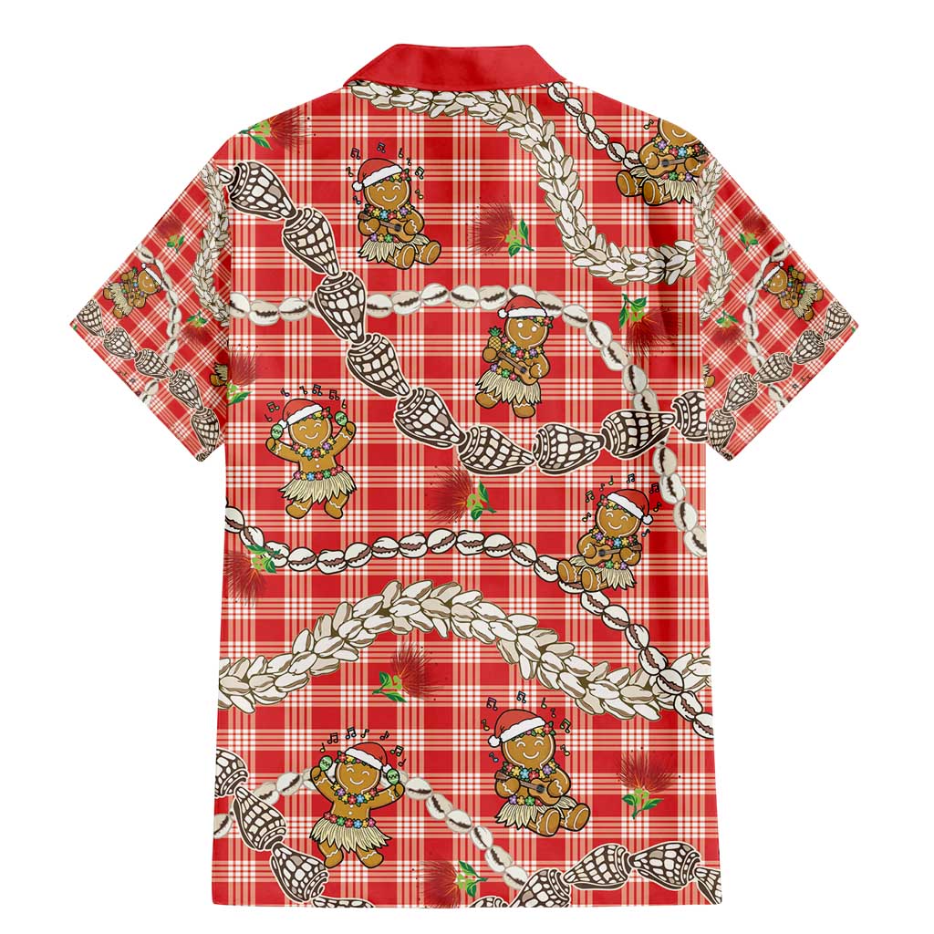 Red Palaka Hawaii Mele Kalikimaka Family Matching Mermaid Dress and Hawaiian Shirt Ohia Lehua Shell Leis Funny Gingerbread Santa - Polynesian Pride