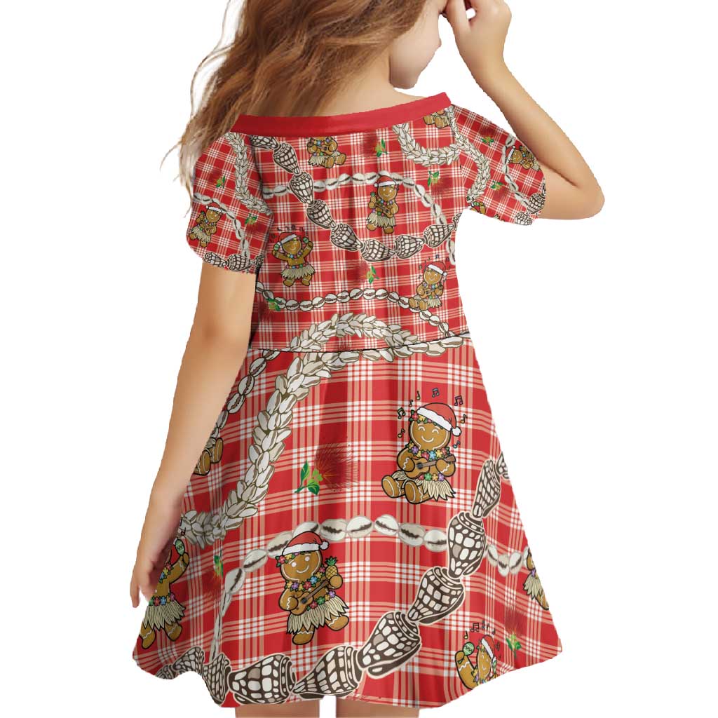 Red Palaka Hawaii Mele Kalikimaka Family Matching Tank Maxi Dress and Hawaiian Shirt Ohia Lehua Shell Leis Funny Gingerbread Santa - Polynesian Pride