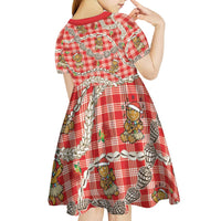 Red Palaka Hawaii Mele Kalikimaka Kid Short Sleeve Dress Ohia Lehua Shell Leis Funny Gingerbread Santa - Polynesian Pride