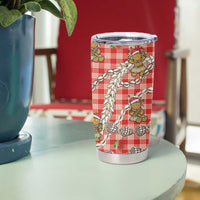 Red Palaka Hawaii Mele Kalikimaka Tumbler Cup Ohia Lehua Shell Leis Funny Gingerbread Santa - Polynesian Pride