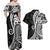 Black Polynesia Paisley Couples Matching Off Shoulder Maxi Dress and Hawaiian Shirt Polynesian With Tropical Flowers LT14 - Polynesian Pride