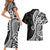 Black Polynesia Paisley Couples Matching Short Sleeve Bodycon Dress and Hawaiian Shirt Polynesian With Tropical Flowers LT14 - Polynesian Pride