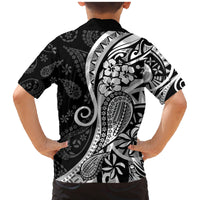 Black Polynesia Paisley Family Matching Mermaid Dress and Hawaiian Shirt Polynesian With Tropical Flowers LT14 - Polynesian Pride