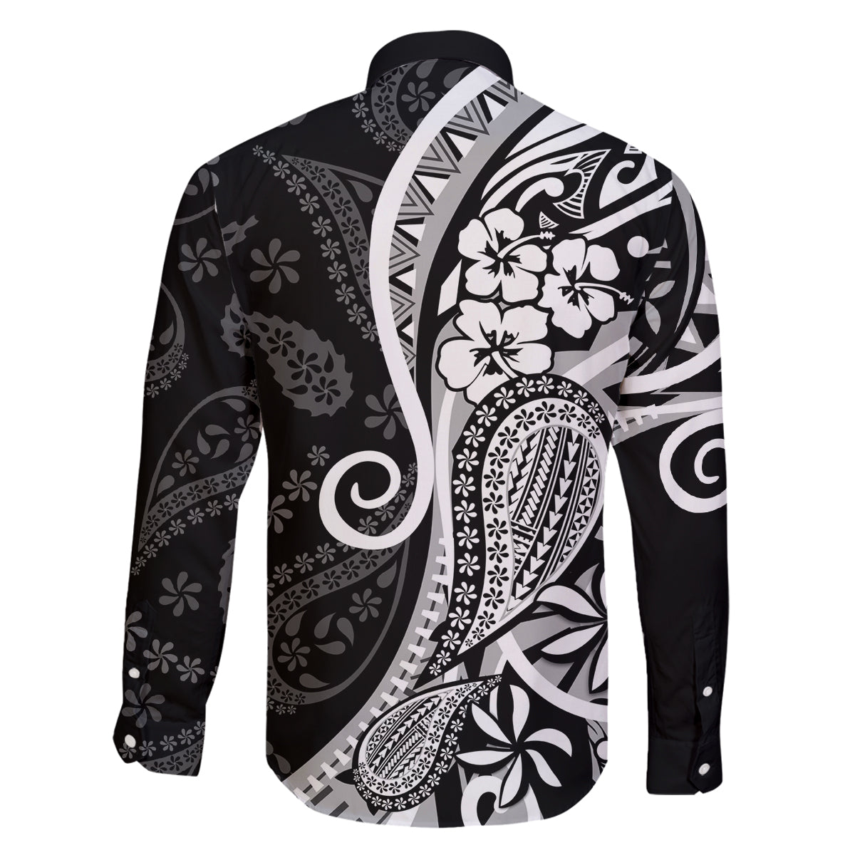 Black Polynesia Paisley Family Matching Tank Maxi Dress and Hawaiian Shirt Polynesian With Tropical Flowers LT14 - Polynesian Pride