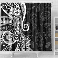 Black Polynesia Paisley Shower Curtain Polynesian With Tropical Flowers LT14 - Polynesian Pride