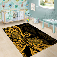 Gold Polynesia Paisley Area Rug Polynesian With Tropical Flowers LT14 - Polynesian Pride