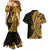 Gold Polynesia Paisley Couples Matching Mermaid Dress and Hawaiian Shirt Polynesian With Tropical Flowers LT14 - Polynesian Pride