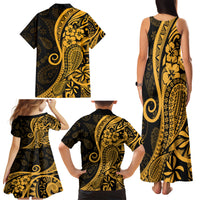 Gold Polynesia Paisley Family Matching Tank Maxi Dress and Hawaiian Shirt Polynesian With Tropical Flowers LT14 - Polynesian Pride