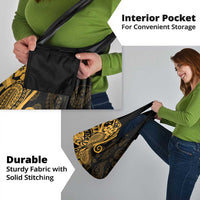 Gold Polynesia Paisley Grocery Bag Polynesian With Tropical Flowers