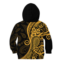 Gold Polynesia Paisley Kid Hoodie Polynesian With Tropical Flowers LT14 - Polynesian Pride