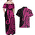 Pink Polynesia Paisley Couples Matching Off Shoulder Maxi Dress and Hawaiian Shirt Polynesian With Tropical Flowers LT14 - Polynesian Pride