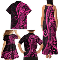 Pink Polynesia Paisley Family Matching Tank Maxi Dress and Hawaiian Shirt Polynesian With Tropical Flowers LT14 - Polynesian Pride