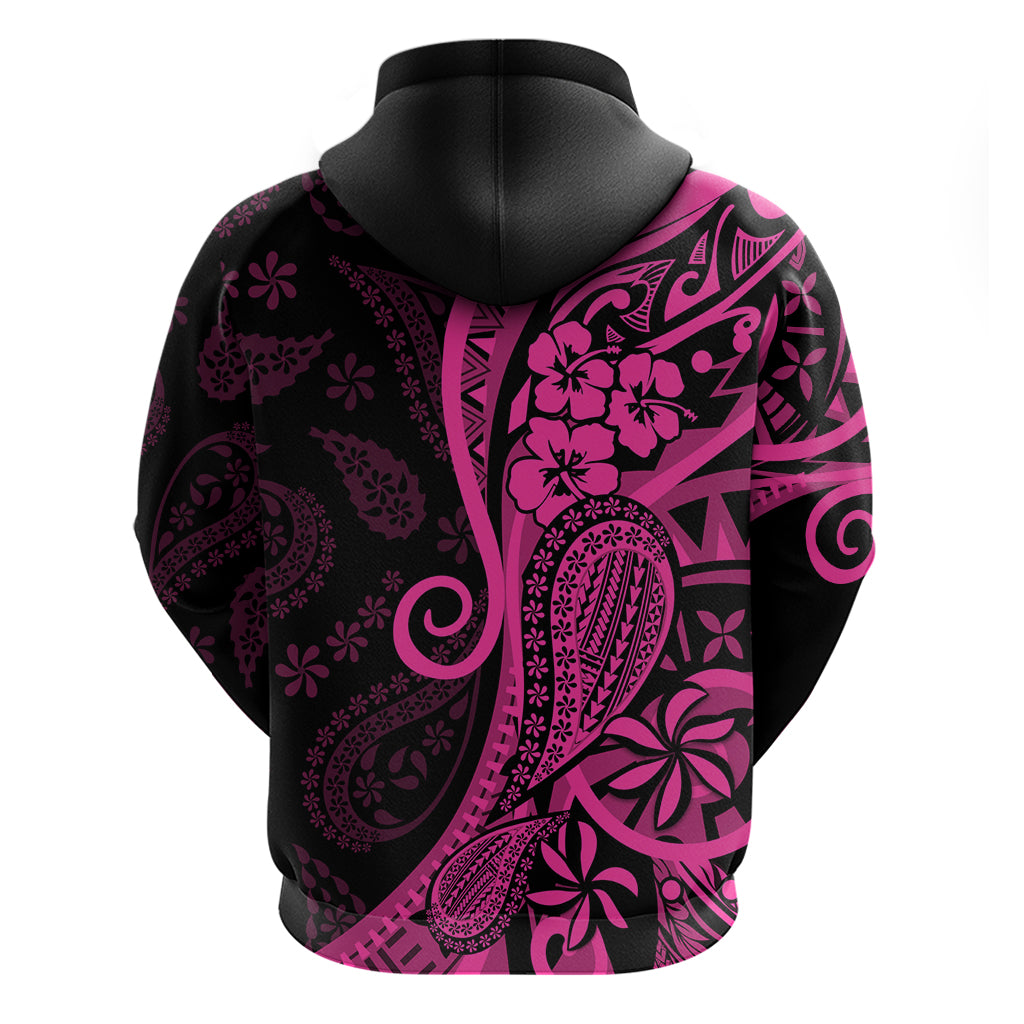 Pink Polynesia Paisley Hoodie Polynesian With Tropical Flowers LT14 - Polynesian Pride
