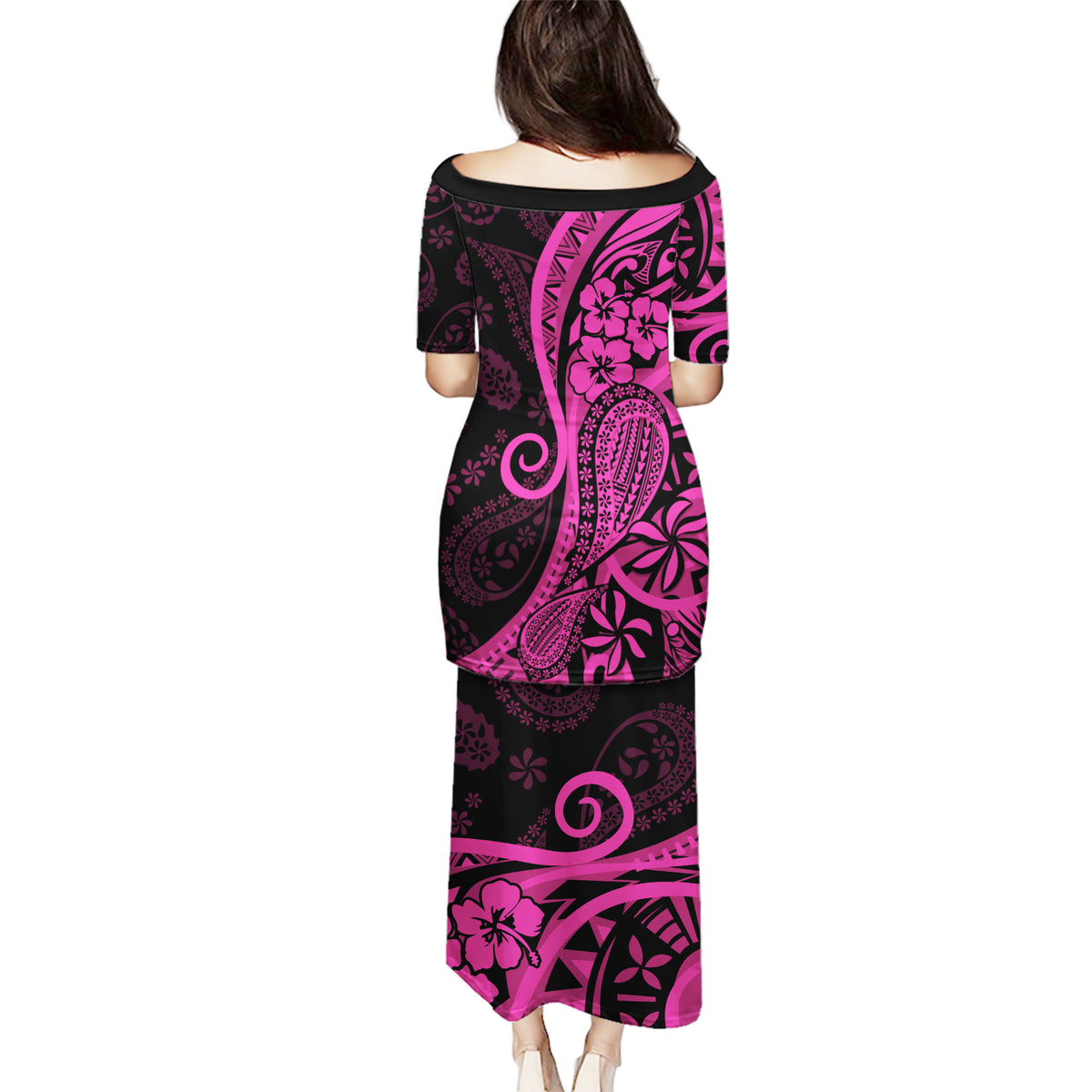 Pink Polynesia Paisley Puletasi Polynesian With Tropical Flowers LT14 - Polynesian Pride