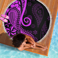 Polynesia Paisley Beach Blanket Polynesian With Tropical Flowers - Purple LT14 - Polynesian Pride