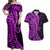 Polynesia Paisley Couples Matching Off Shoulder Maxi Dress and Hawaiian Shirt Polynesian With Tropical Flowers - Purple LT14 Purple - Polynesian Pride